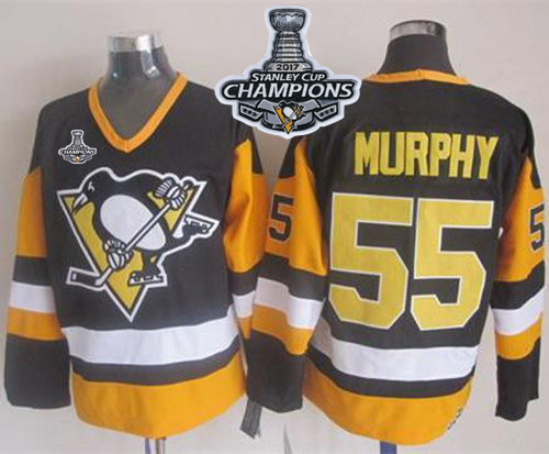 Penguins #55 Larry Murphy Black CCM Throwback Stanley Cup Finals Champions Stitched NHL Jersey